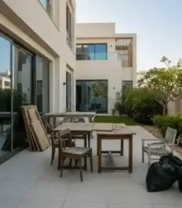 outdoor area cleanup before